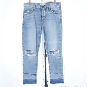 Current Elliot “Le Fling” Faded Wash Gradient Shredded Hem Jeans Size 24
